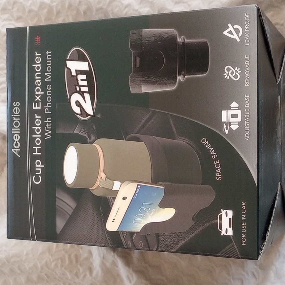 Acellories  2 in 1  cup holder expander with phone Mount